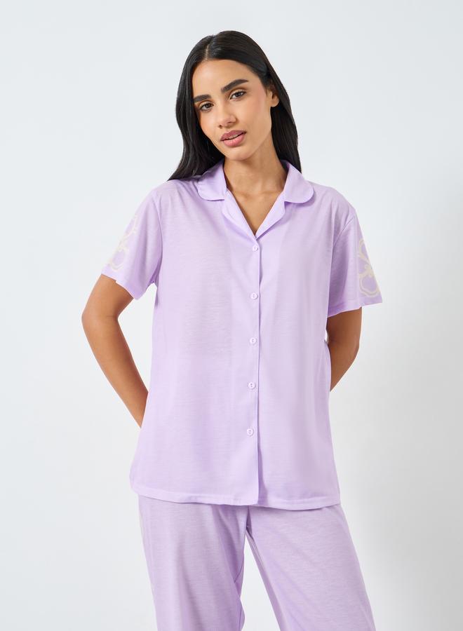 Styli Placement Floral Print Shirt and Pyjama Set - Image 2